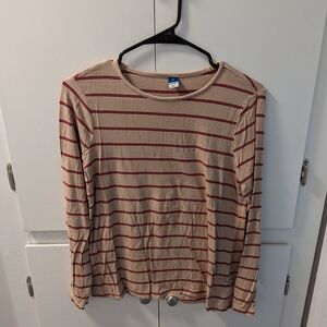 Old Navy Beige Top with Red Stripes